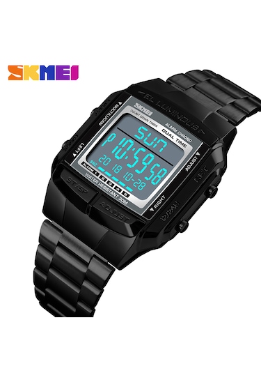 Siyah Erkek Analog Dijital Saat, Şık Günlük Spor Saati, 3atm Su G