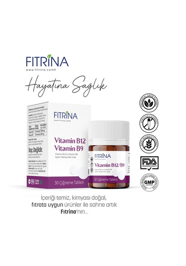 Fıtrina Vitamin B12 & B9 Folik Asit 30 Tablet