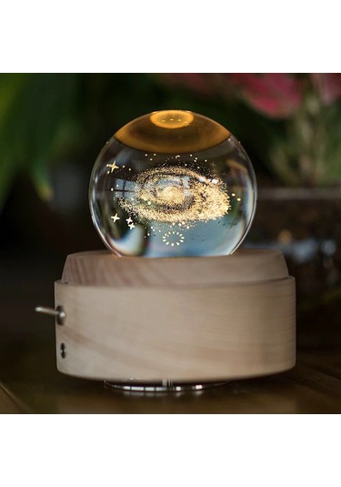 Yifomall "led Işık Projeksiyonlu Dönen Kristal Küre Müzik Kutusu - Usb Şarjlı Dekoratif Hediye"
