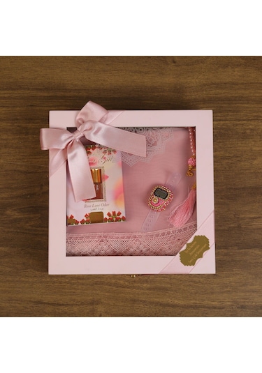 İkranur İsme Özel Anneye Hediye Ahşap Cam Kapaklı Kare Kutu Seti - Pembe