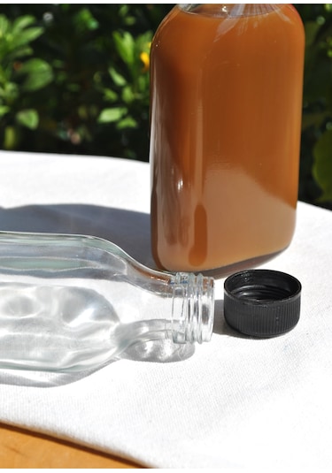 6'lı Cam Şeffaf Cold Brew Şişesi Sızdırmaz Siyah Plastik Kapaklı