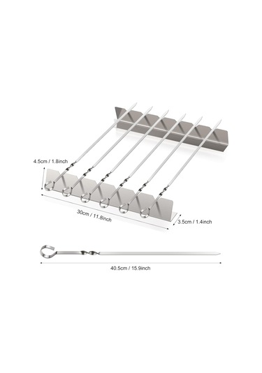 Paslanmaz Çelik Şiş Seti, Tutucu, 6 Şiş Ve 1 Çerçeveli Izgara Aksesuarları, Dış Mekan Izgarası...