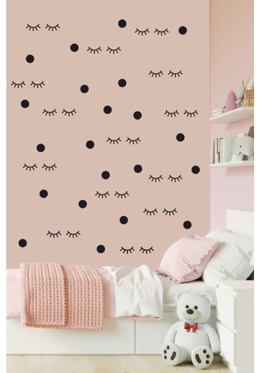 Kirpik Dekoratif Duvar Sticker. Siyah (7 Cm Kirpik 32 Adet, 4 Cm