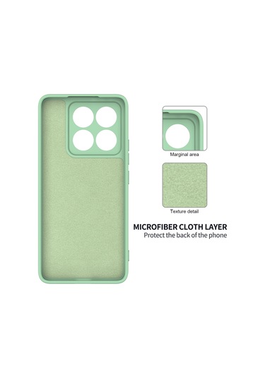 Xiaomi 14t İçin Düz Renk Sıvı Silikon Düşmeye Dayanıklı Tam Kapsama Telefon Kılıfı Yeşil
