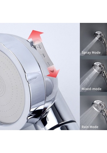 Ulzyvf 3 Fonksiyonlu Basınçlı Duş Başlığı - 360 Dönebilir, Su Durdurma Özellikli, Pratik Diğer