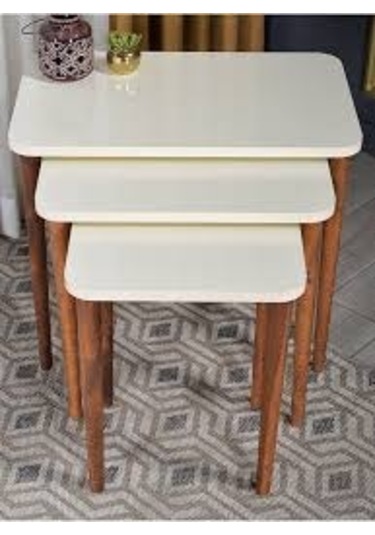 Zigon Sehpa Ahşap Kr Torna Ayak Krem Çok Renkli