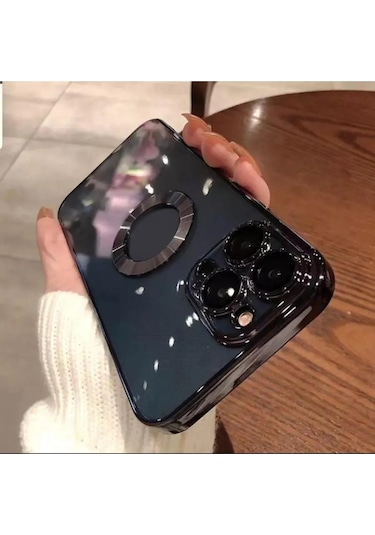 İphone 14 Promax Uyumlu Extra Kamera Korumalı Kamerası Cam Lensli Lazer Lüx Kılıf Kapak Tam Koruma Siyah
