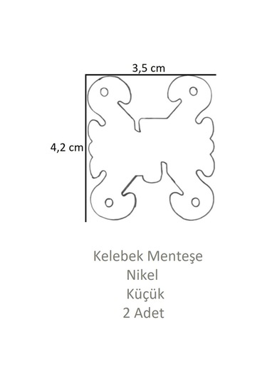 Nikel Dekoratif Kelebek Menteşe Büyük 2 Adet 4,2cm X 3,5cm