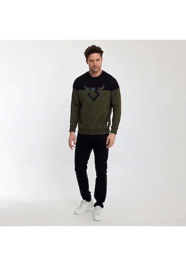 Twobull HELSİNKİ Erkek  Siyah / Haki Sweatshirt