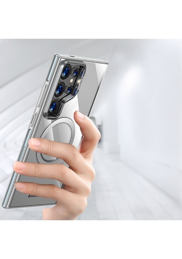 Galaxy S25 Ultra Kılıf Magsafe Uyumlu Wlons Standlı Efsane Kapak Gri