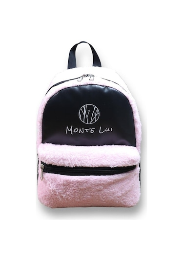 Monte Lui Mnt3637 Peluş Sırt Çantası Pembe Siyah