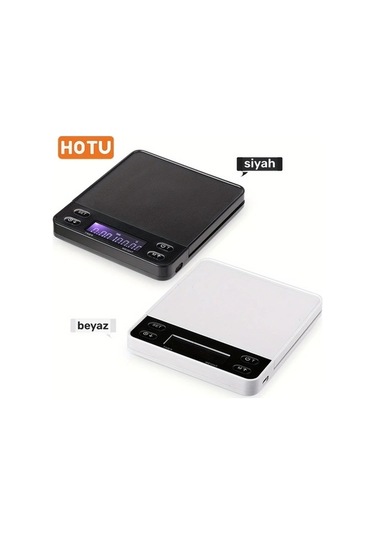 Fastbuy Siyah Usb Şarjlı 2kg 0.1g Dijital Tartı, Mutfak Gıda Ölçeği Siyah