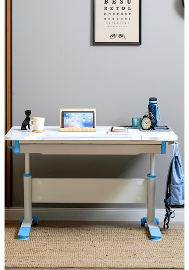 Sirius Basic Yükseklik Ve Eğim Ayarlı, Çekmeceli Bilgisayar Ve Oyuncu Masası, Çalışma Masası, Mavi Gri