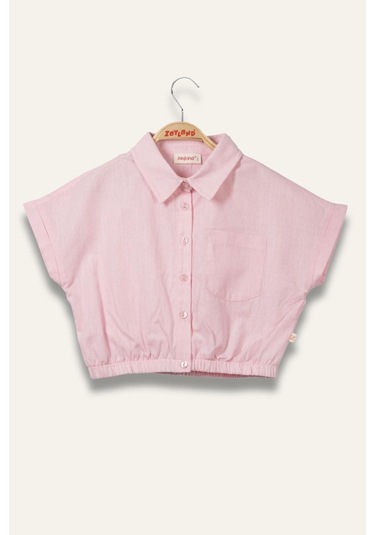 Kız Çocuk Beli Lastikli Gömlek - Pembe Pembe