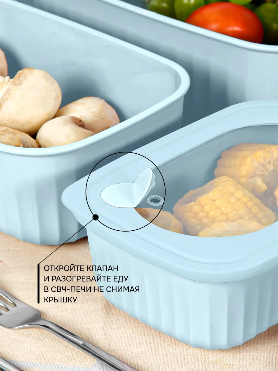 Velton Kapaklı Hava Geçirmez Saklama Kapları Seti 242922081 Açık Mavi