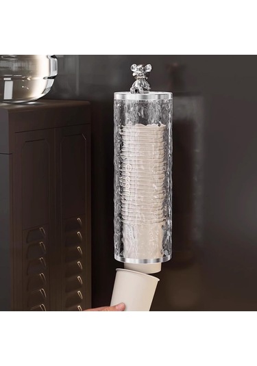 Ayt Sunup Sn-27110 Kendinden Yapışkanlı Plastik Karton Bardak Dispenseri Su Sebili Kahve Makinası Yanı Bardaklık Gri