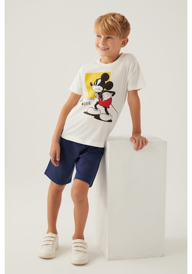 Mickey Mouse Beyond Krem Erkek Çocuk Bermuda Takım 5274-42797 Krem