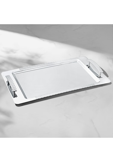 Nehir Sırma Sade Çelik Çay Tepsi