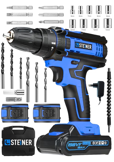 Steiner ST-198VF M Çift Akülü Darbeli Matkap Şarjlı Vidalama Mavi