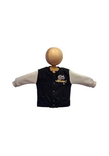 Erkek Bebek 3 İplik Sırt Baskılı Şardonlu Kolej Ceket-15452 Siyah