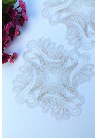 6 Adet Kare Motifli Krem Gold Simli Bardak Altlığı & Peçete Altın