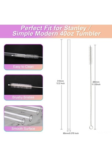 Fortunelane 40 Adet Şeffaf Pipet Ve 2 Temizleme Fırça, Çamaşır Makinesine Uygun, Çeşitli Markalara Uygun Şeffaf