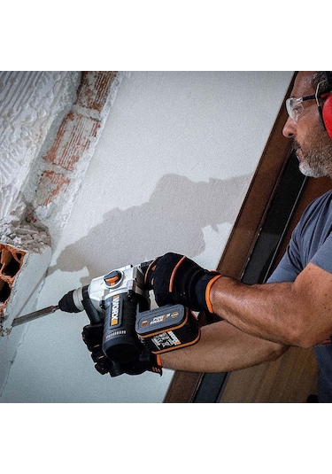 Worx WX380.9C 20Volt 2.0Ah. 2.2J Li-ion Tek Akülü Şarjlı Profesyonel Sds-Plus Pnömatik Kırıcı/Delici