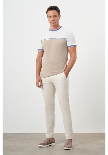 Morven Erkek Taş Yazlık Pileli Slim Fit Chino Pantolon Taş