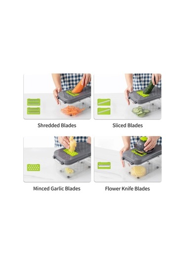 Maoyaya Sebze Manuel Konteynerli Kesici Gıda Fonksiyonlu Doğrayıcı, Doğrayıcı Doğrayıcı Çok Arada 22'si 1 Jf Gri
