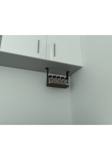 Aju Baharatlık Baharat Rafı, Mutfak Banyo Düzenleyici, Dolap Altı Monte Raf, Mutfak Rafı, Metal Raflık Siyah