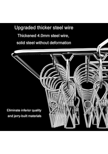 Sones Kare Çorap Kurutma Askısı Paslanmaz Çelik Çok Amaçlı Rüzgar Geçirmez Kurutma Rafı, Stil: 40x25cm 60 Klips Diğer