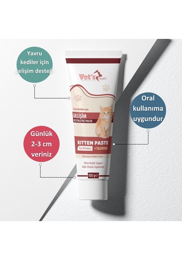 Vet's Health Kitten Paste Yavru Kediler İçin Gelişim Desteği Pasta 100 G