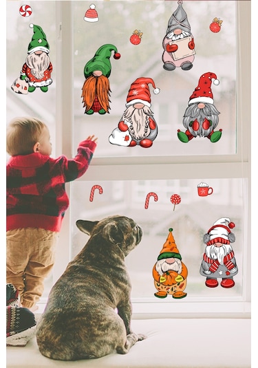 Yılbaşı Cüceler Yılbaşı Süsleri Pncere Sticker Seti