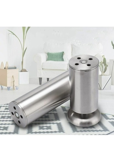 Novahub 4x200mm Paslanmaz Yuvarlak Ayaklar, Kauçuk Paspaslı, Güvenli Sessiz Mutfak Dolabı Ayakları -