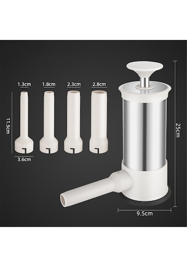 Gajeena Evde Farklı Boyutlarda Sosis Yapmak İçin 4 Farklı Dolgu Borulu Büyük Kapasiteli Evsel Sosis Makinesi Gümüş