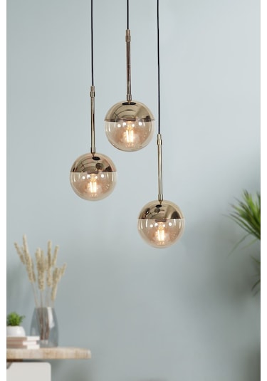 Nova 3 Lü Gold-siyah Metal Gövde Bal Rengi Camlı Tasarım Lüx ... Gold