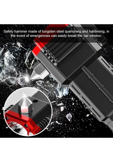 Taşınabilir Led Çok Fonksiyonlu Çalışma Işığı Güç Bankası Acil Durumlar Güvenlik Çekiç Su Geçirmez El Feneri - Kırmızı