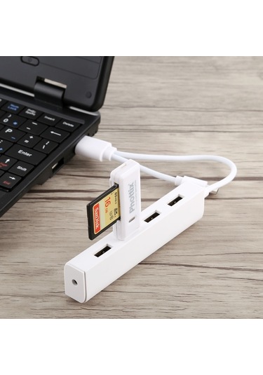 3'ü 1 Usb-c / Typ-c + Mıcro Usb + 4 X Usb 2.0 Bağlantı Noktası Hub Dönüştürücü, Kablo Uzunluğu: 12cm Beyaz