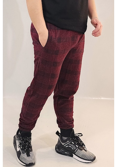 Wingetstar Ekose Manşetli Erkek Eşofman Altı Bordo