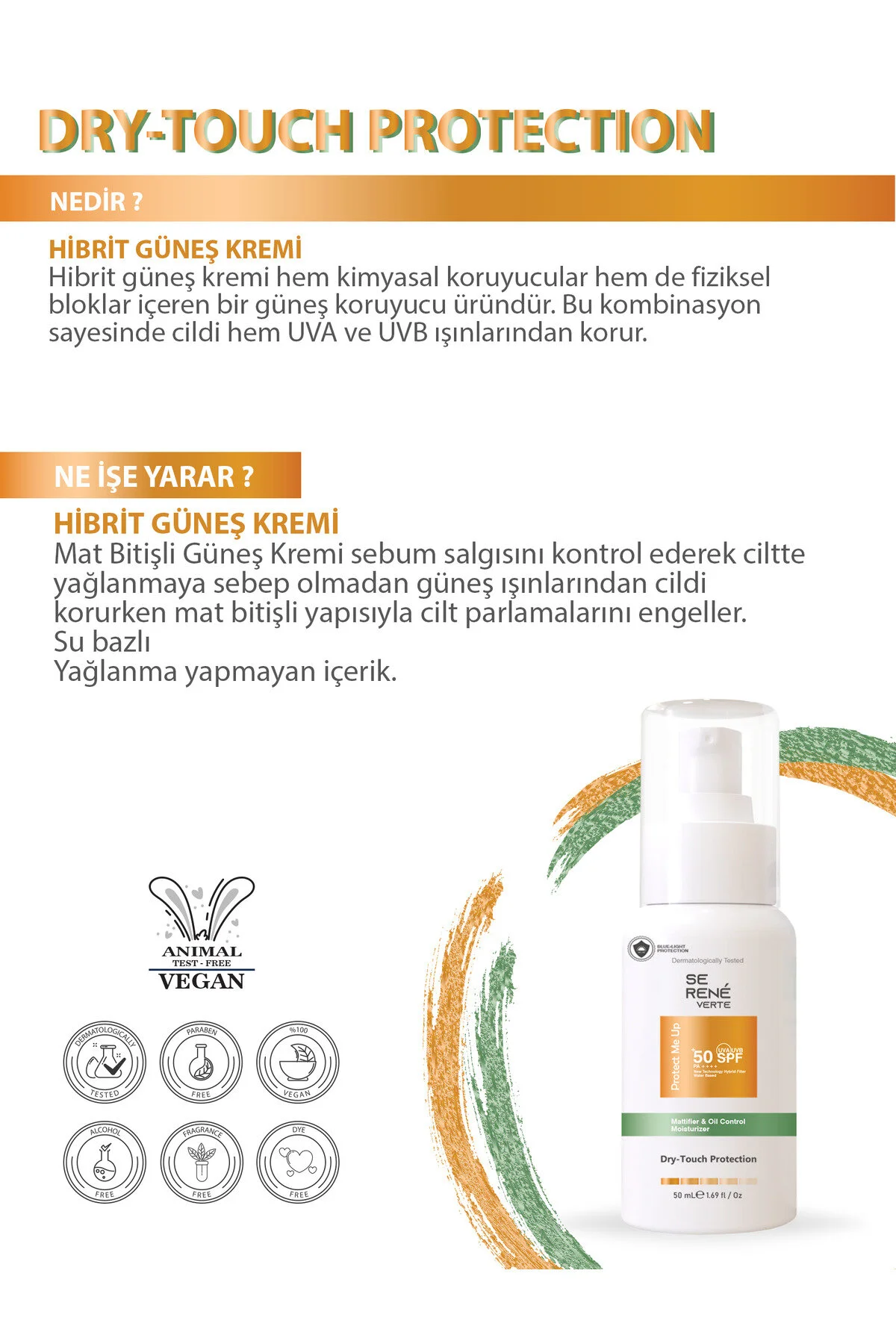 Se Rene Verte Leke Karşıtı Ve Yağlanma Karşıtı Renkli Güneş Koruyucu Krem Hybrid Filter Spf 50