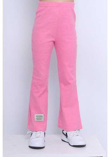 Kız Çocuk Triko Tayt İspanyol Paça D2 Pembe