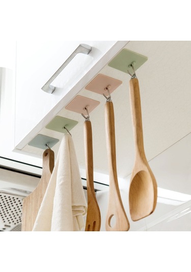 Xiyyadms Bej Kareli Delmezsiz Duvar Kanca - 5 Kg Yük Taşıma - Banyo/mutfak - Suya Dayanıklı Abs Ve Paslanmaz Çelik Diğer