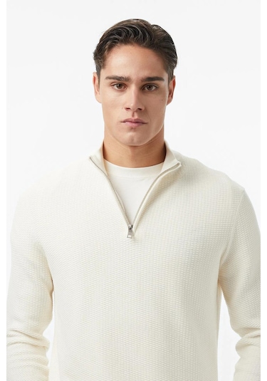 Nautica Erkek Krem Classic Fit Kazak-11576 Krem