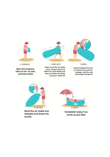 Willowhaven Siyah Taşınabilir Şişme Lounge Sandalye - Plaj Kamp Festival İçin Pratik Taşıma Çantası Siyah