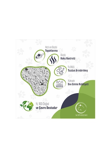 Sophresh As250 Aktif Karbonlu Granüllü Topaklaşan Bentonit Kedi Kumu 20 L