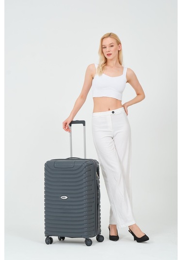 Keo-plus Gri Orta Boy Silikon Kırılmaz Pp Valiz Siyah