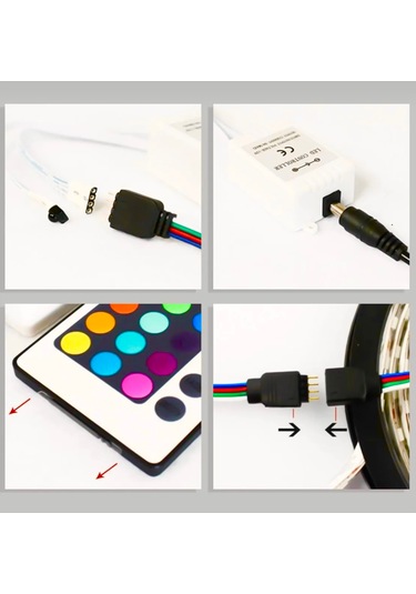 Rgb Şerit Led Set Kumandalı Adaptörlü Renk Renk Çok Renkli Led