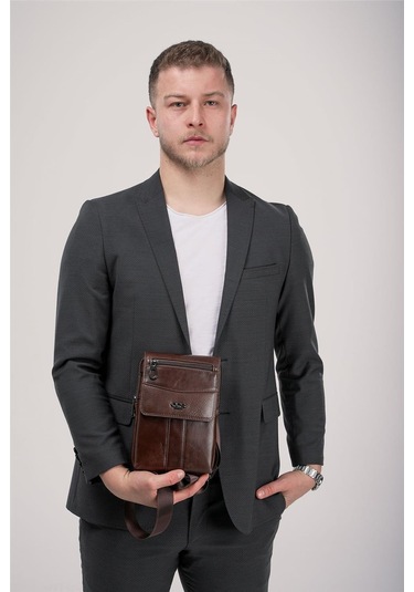 Ççs 31618 Hakiki Deri Askılı Çanta Kahve