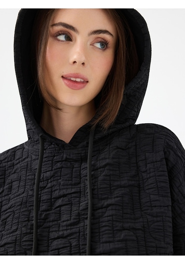 Crop Kadın Sweatshirt Siyah