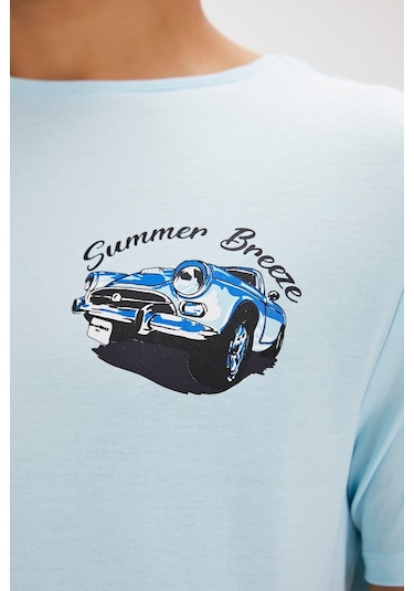 Bad Bear Dustin Sky Blue Baskılı Erkek Tişört Siyah